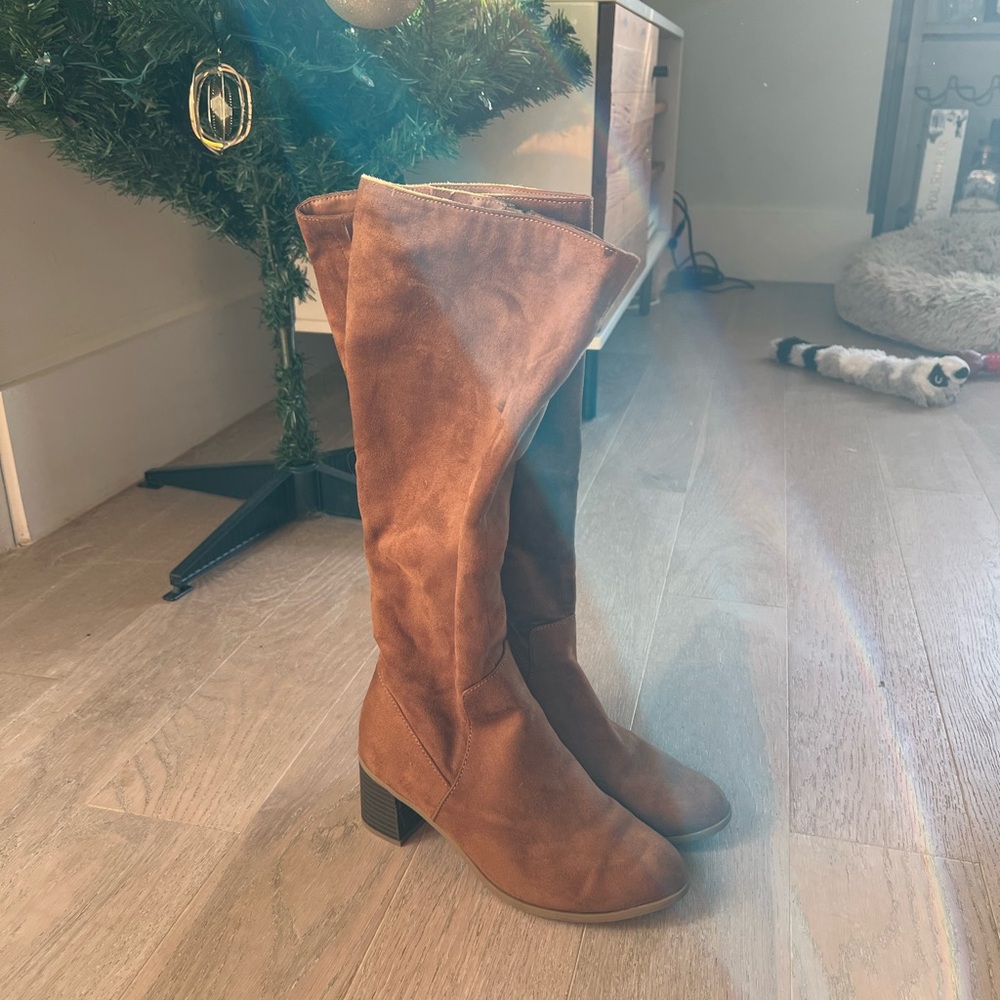 Universal Thread Brown Faux Suede Knee High Boots Target